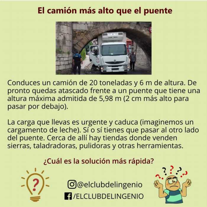 Nuevo acertijo: El camión más alto que el puente