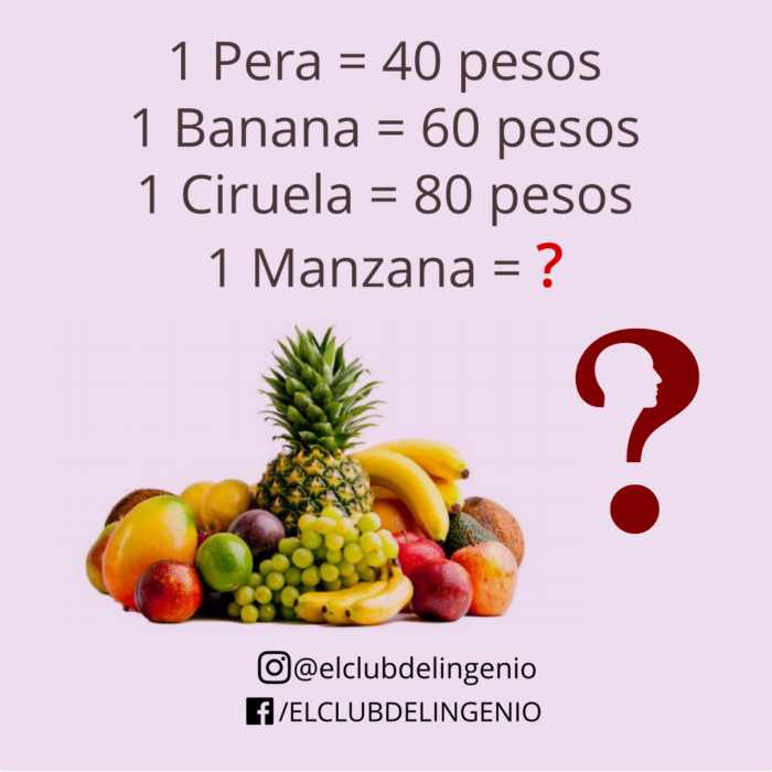 Los precios de las frutas para hacer gimnasia mental