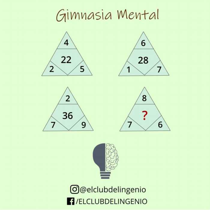 Acertijo mental con triángulos y números