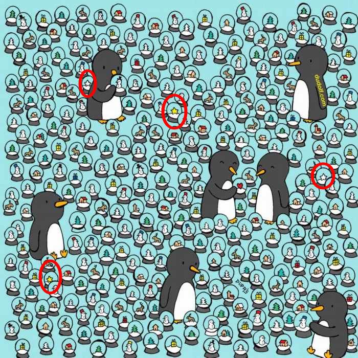 ¿Puedes encontrar las 4 estrellas que esconden los pingüinos?