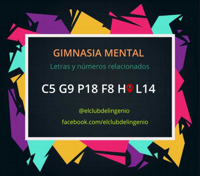 Una serie de números y letras relacionados para hacer gimnasia mental