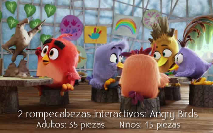 2 rompecabezas interactivos de 15 y 35 piezas: Angry Birds