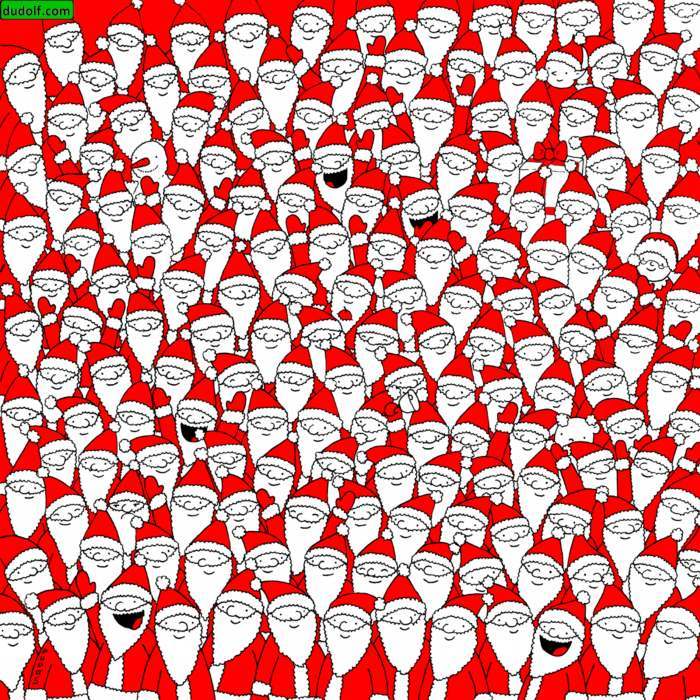 Encuentra todo lo escondido entre los Papá Noel