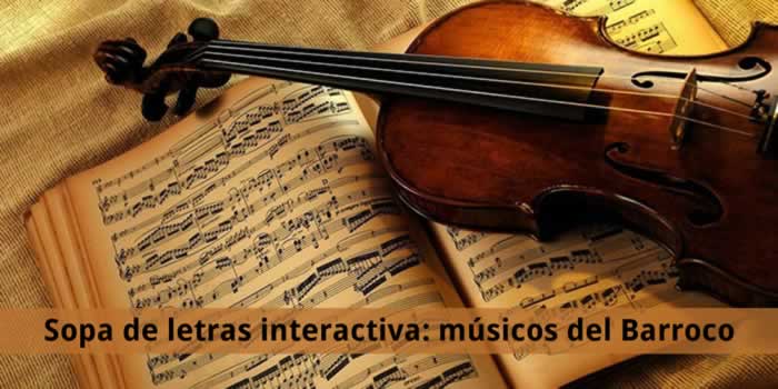 Sopa interactiva temática: músicos del Barroco