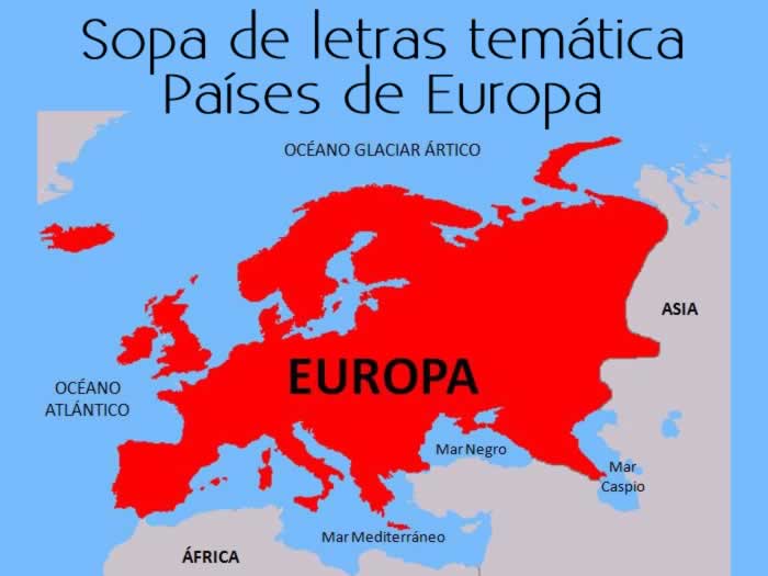 Sopa de letras interactiva temática: países de Europa