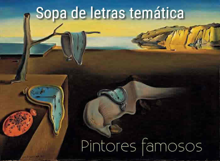 Sopa de letras temática: pintores famosos