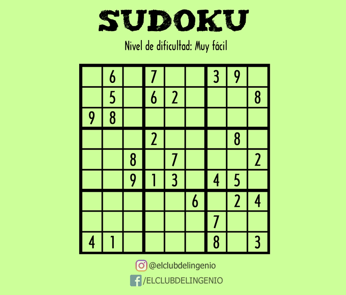 Entrena y agiliza tu mente con este fácil sudoku